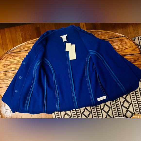 NWT Laura Ashley Long Sleeve Button Down Sweater, Brazil Blue, Small - Picture 4 of 6